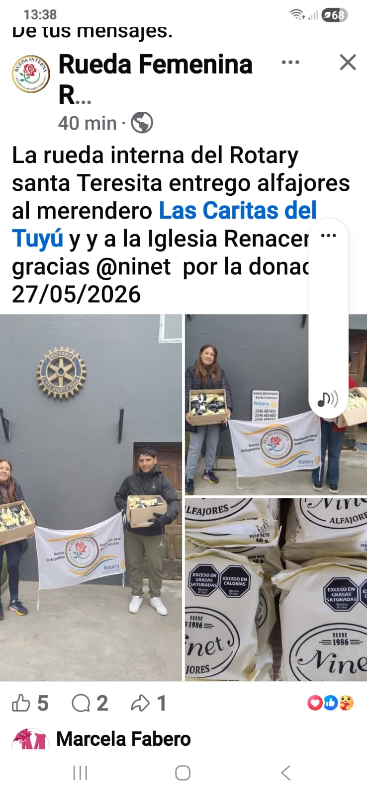 Donación de alfajores a merenderos locales